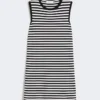 Vestido sin mangas de hilo de crepé de viscosa, negro Vestido sin mangas de hilo de crepé de viscosa, negro
