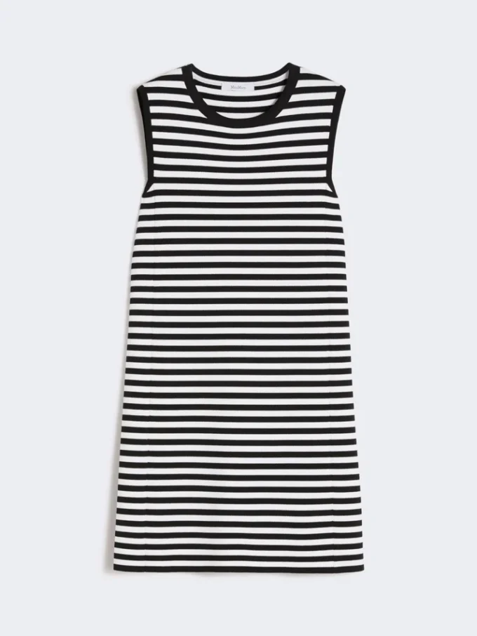 Vestido sin mangas de hilo de crepé de viscosa, negro Vestido sin mangas de hilo de crepé de viscosa, negro