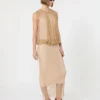 Vestido sin mangas de jersey con cristales, color camel Vestido sin mangas de jersey con cristales, color camel