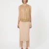 Vestido sin mangas de jersey con cristales, color camel Vestido sin mangas de jersey con cristales, color camel