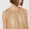 Vestido sin mangas de jersey con cristales, color camel Vestido sin mangas de jersey con cristales, color camel
