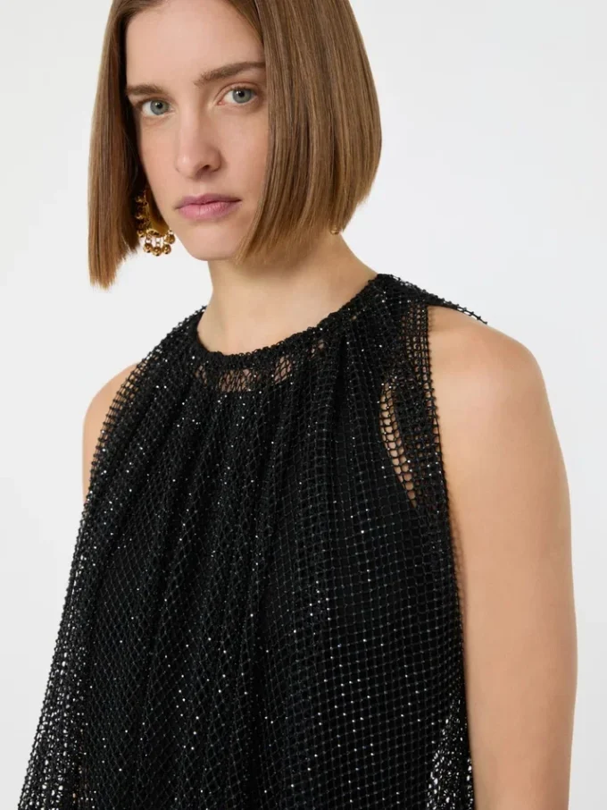 Vestido sin mangas de jersey con cristales, negro Vestido sin mangas de jersey con cristales, negro