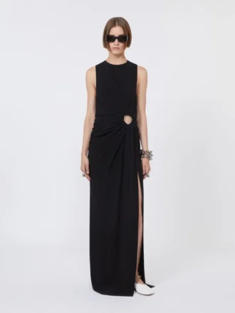 Vestido sin mangas de jersey elástico, negro
