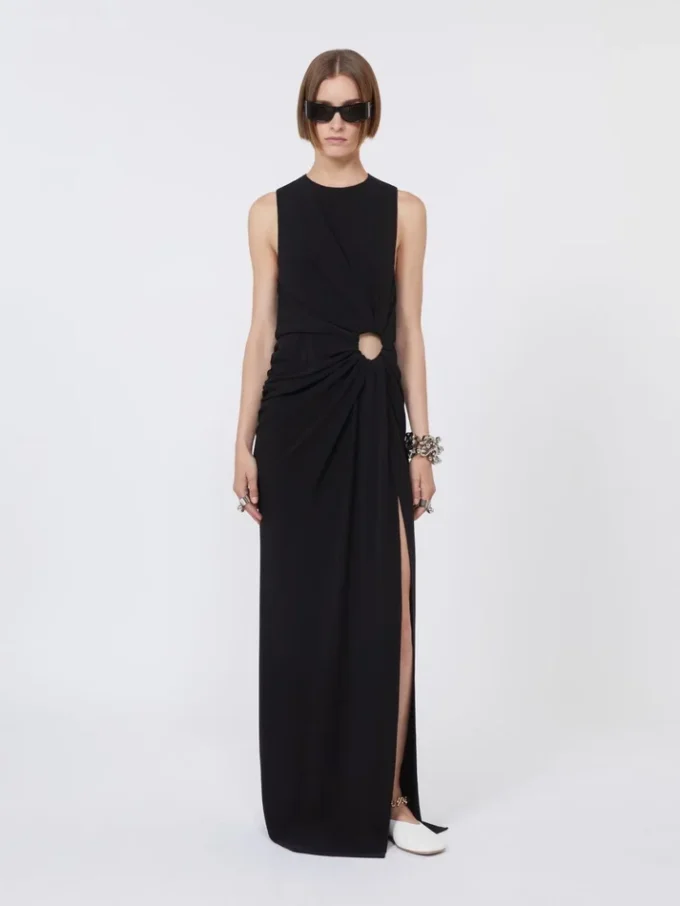 Vestido sin mangas de jersey elástico, negro Vestido sin mangas de jersey elástico, negro