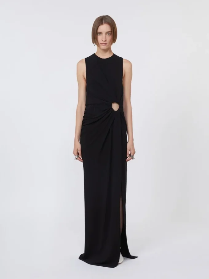 Vestido sin mangas de jersey elástico, negro Vestido sin mangas de jersey elástico, negro