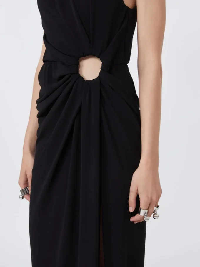 Vestido sin mangas de jersey elástico, negro Vestido sin mangas de jersey elástico, negro