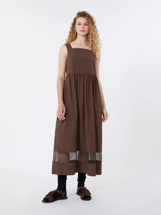 Vestido sin mangas de popelín de algodón, color chocolate Vestido sin mangas de popelín de algodón, color chocolate