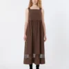 Vestido sin mangas de popelín de algodón, color chocolate Vestido sin mangas de popelín de algodón, color chocolate