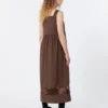Vestido sin mangas de popelín de algodón, color chocolate Vestido sin mangas de popelín de algodón, color chocolate