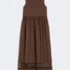 Vestido sin mangas de popelín de algodón, color chocolate Vestido sin mangas de popelín de algodón, color chocolate