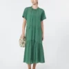 Vestido técnico de lona de algodón, verde