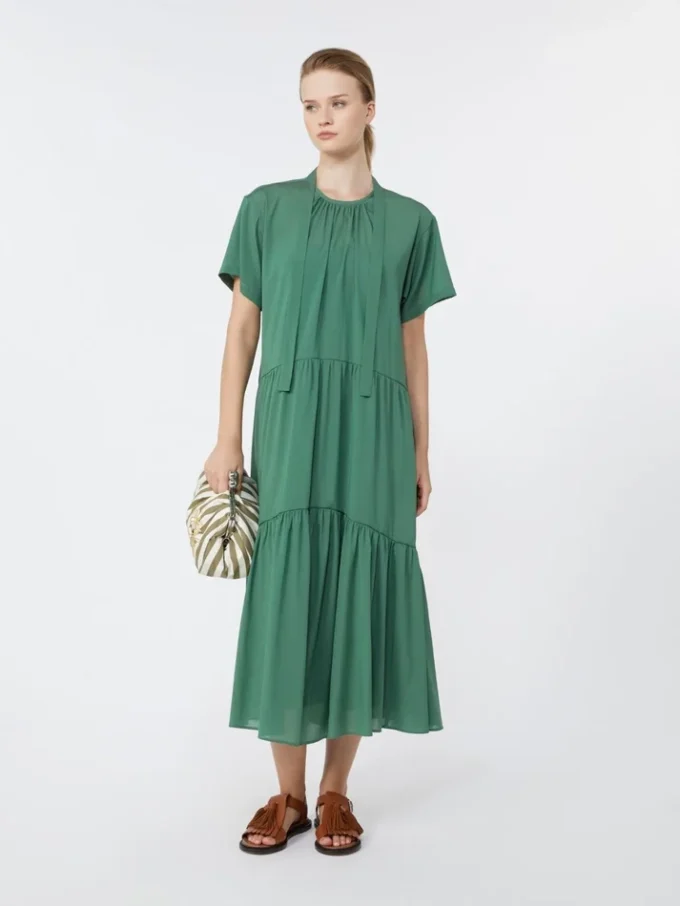 Vestido técnico de lona de algodón, verde