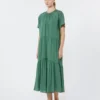 Vestido técnico de lona de algodón, verde