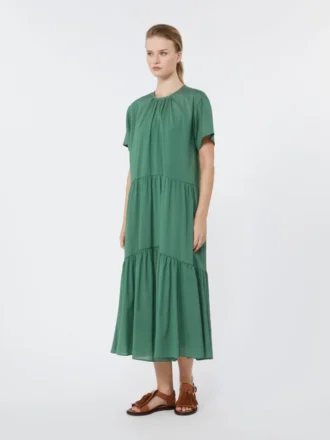 Vestido técnico de lona de algodón, verde