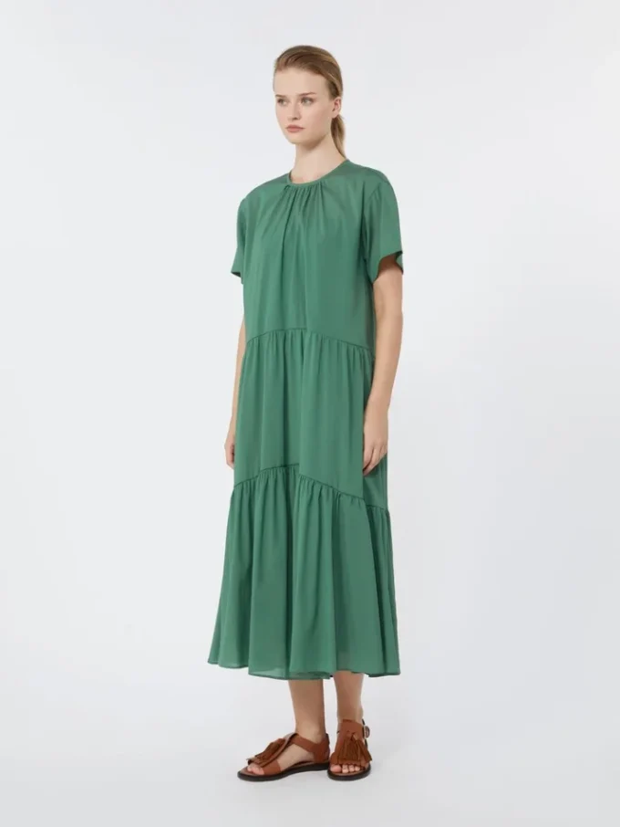 Vestido técnico de lona de algodón, verde
