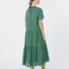 Vestido técnico de lona de algodón, verde