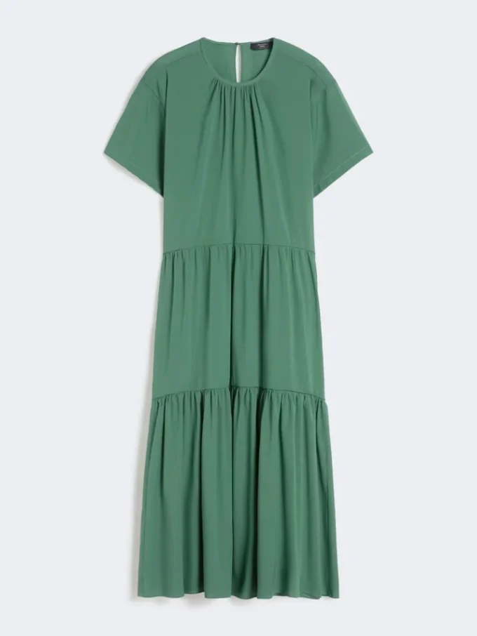 Vestido técnico de lona de algodón, verde