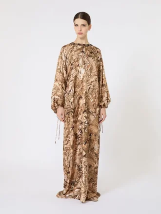 Vestido túnica de seda estampado, dorado