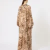 Vestido túnica de seda estampado, dorado Vestido túnica de seda estampado, dorado