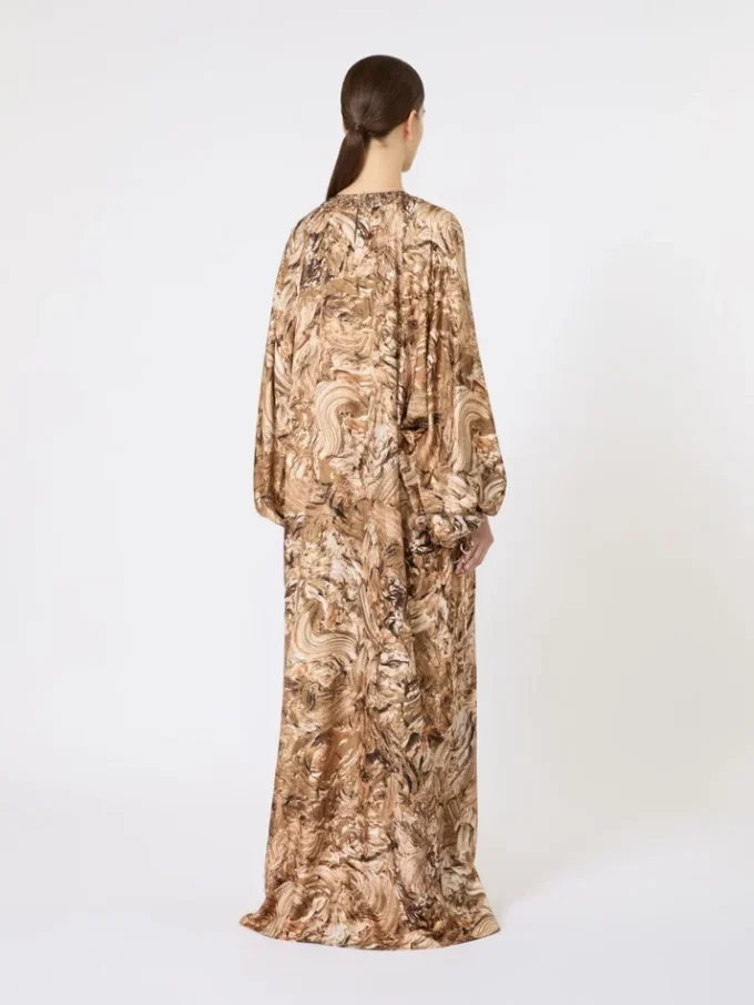 Vestido túnica de seda estampado, dorado Vestido túnica de seda estampado, dorado