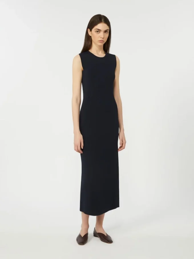 Vestido tubo de crepé de viscosa, azul ultramar Vestido tubo de crepé de viscosa, azul ultramar
