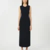 Vestido tubo de crepé de viscosa, azul ultramar Vestido tubo de crepé de viscosa, azul ultramar