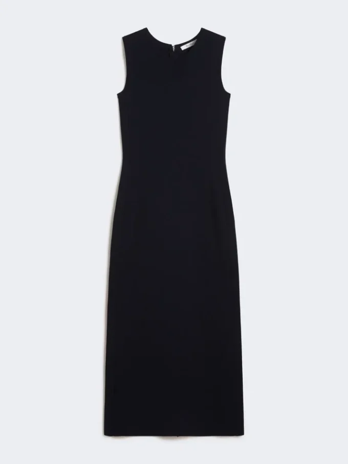 Vestido tubo de crepé de viscosa, azul ultramar Vestido tubo de crepé de viscosa, azul ultramar