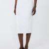 Vestido tubo de hilo de viscosa elástico, blanco óptico Vestido tubo de hilo de viscosa elástico, blanco óptico