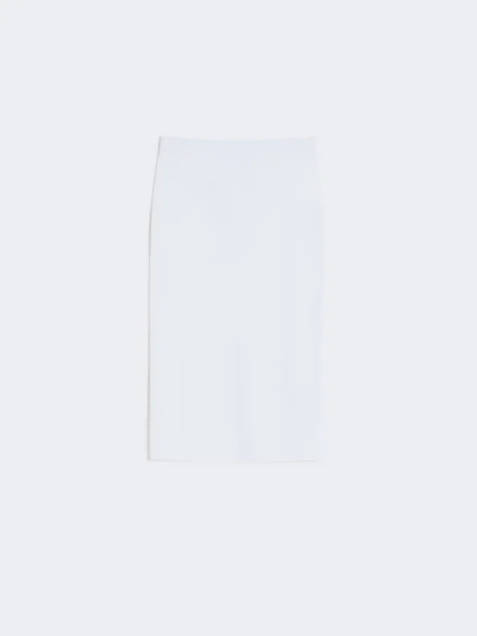 Vestido tubo de hilo de viscosa elástico, blanco óptico Vestido tubo de hilo de viscosa elástico, blanco óptico