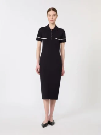 Vestido tubo de viscosa elástica, azul marino