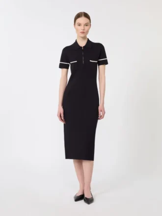 Vestido tubo de viscosa elástica, azul marino